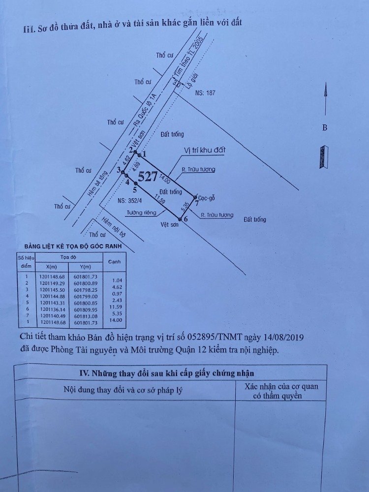 Đất gần ngã 4 Ga, P. Thạnh Lộc, Quận 12, DT: 75.4m2. Giá chỉ 3.3 tỷ