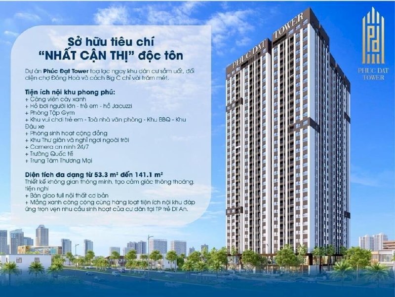 Chỉ 600tr sở hữu ngay căn hộ cao cấp Phúc Đạt Tower, MT QL1K với pháp lý hoàn thiện 100%