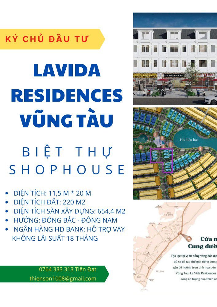 Bán gấp căn biệt thự thương mại shophouse dự án Lavida Vũng Tàu