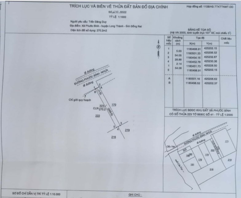 Mặt tiền đường Phước Bình 1135m2, Chỉ 12 tỷ, phía Nam sân bay Long Thành