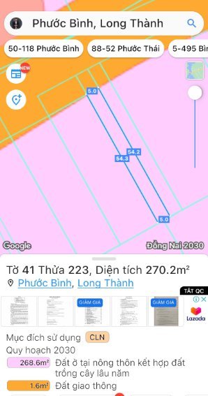 Mặt tiền đường Phước Bình 1135m2, Chỉ 12 tỷ, phía Nam sân bay Long Thành