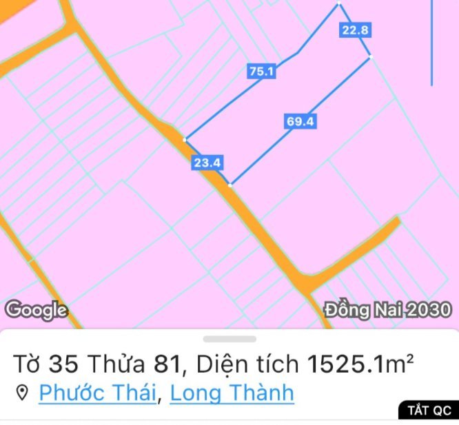 Đất ONT gần sân bay Long Thành, 1525m2, Chỉ 7 tỷ, Chủ ngộp gấp bán