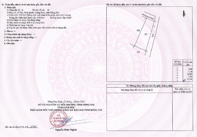 Chính chủ cần bán đất ngay Tây Hoà, TT Trảng Bom sổ sẵn 103m2 giá 980tr