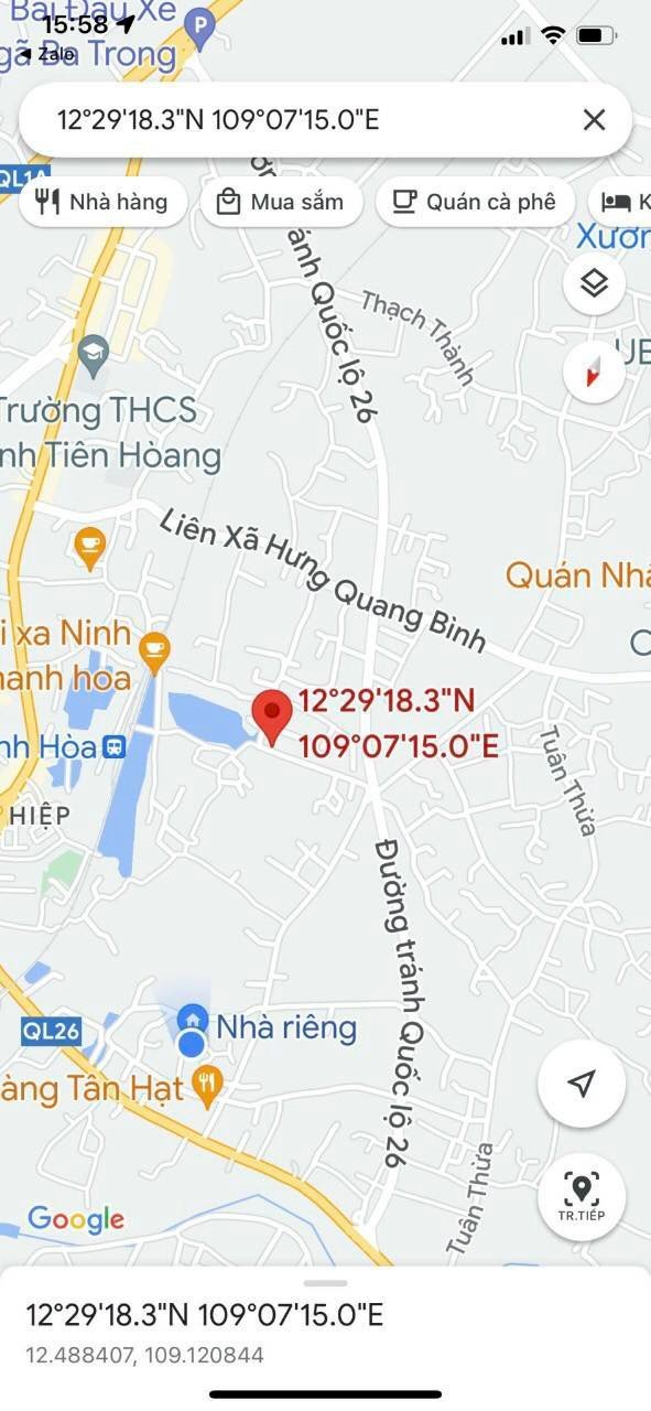 Bán lô đất Vuông vắn trung tâm thị xã DT 17X21 Ninh Bình Ninh Hòa