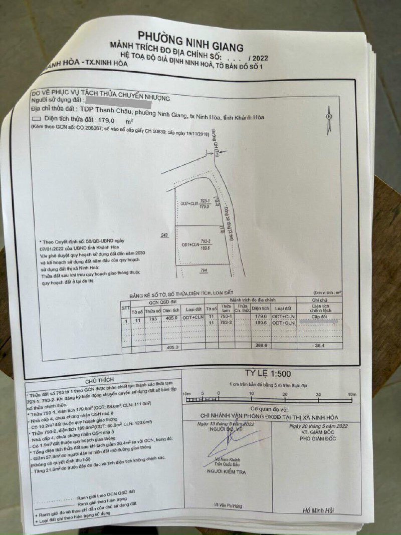 Bán lô đất Phường Vuông vắn DT 12X16 cách ql1a chỉ 300m Ninh Giang Ninh Hòa