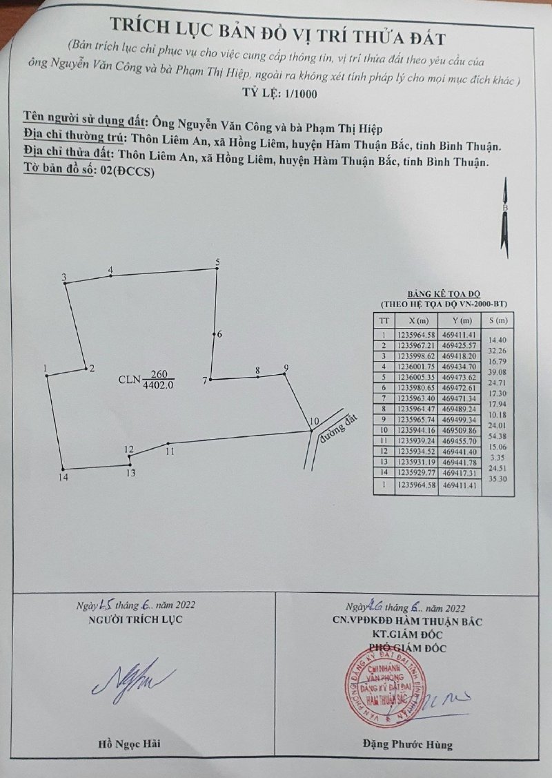 Bán đất sào khu vực Hồng Liêm, Hàm Thuận Bắc, Bình Thuận