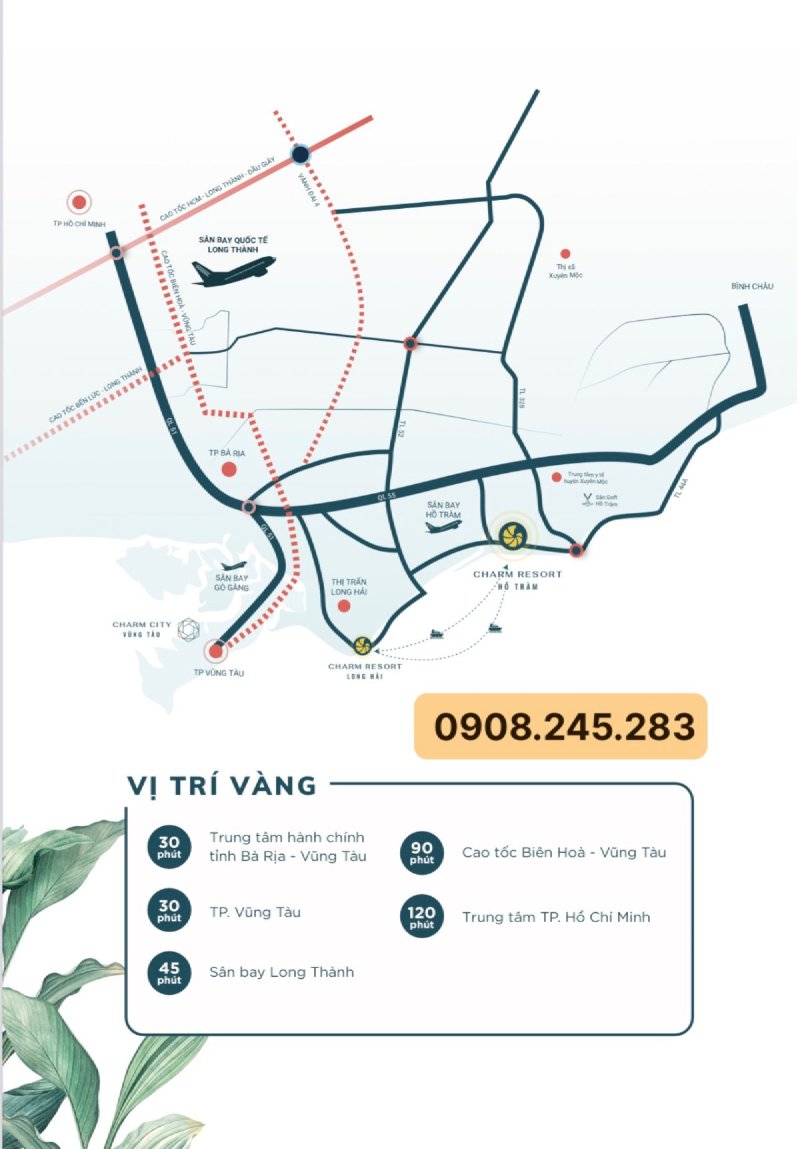 Căn hộ biển nằm ngay trung tâm của tam giác sân bay ( Long Thành, Lộc An, Phan Thiết )