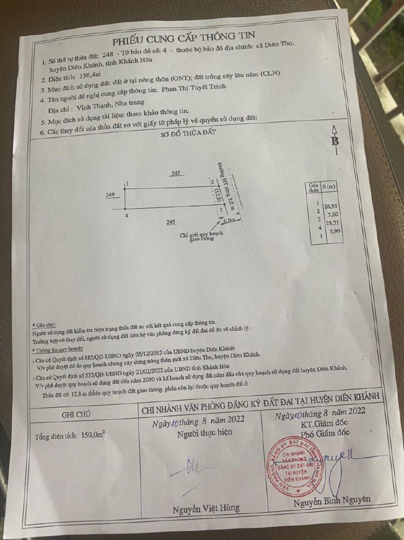 bán nhanh lô đất sát Tỉnh Lộ 2 giá chỉ 770tr có thổ Diên Thọ Diên Khánh 