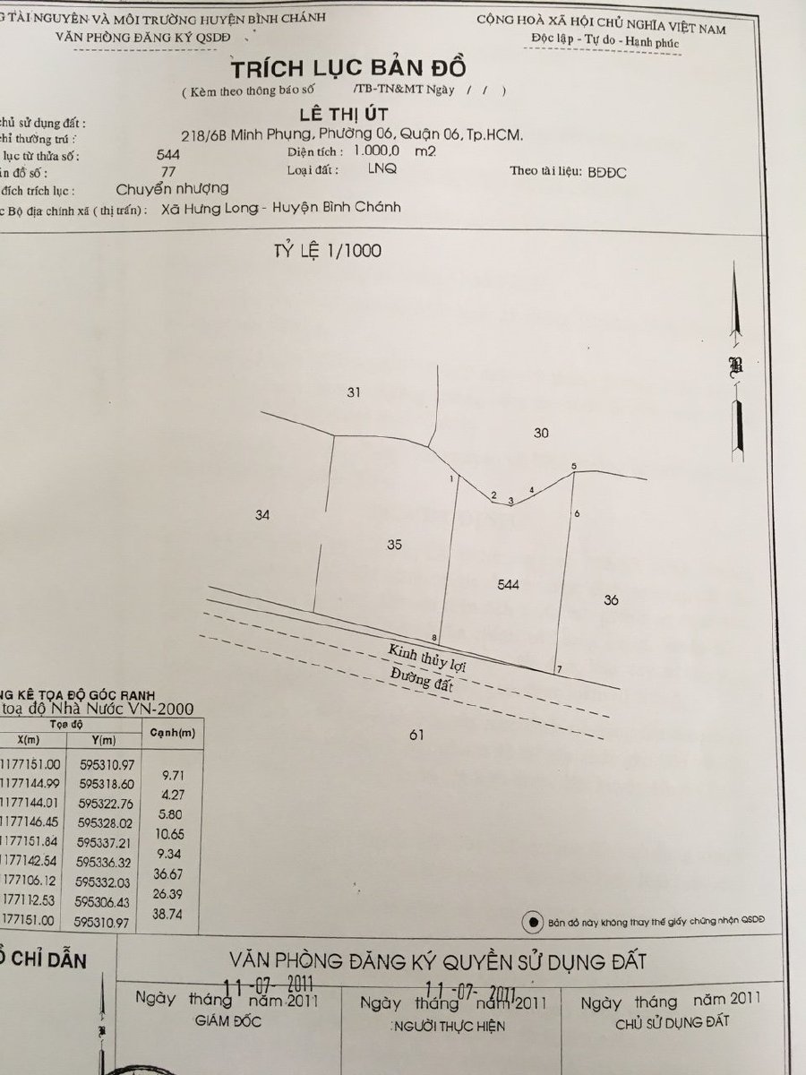 Cần sang nhượng lại lô đất xã Hưng Long, Bình Chánh. 1000m2