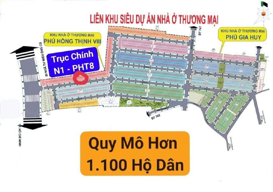 Cần bán lô đất Phú Hồng Thịnh 8 ngay mặt tiền DT743 Thuận An Bình Dương