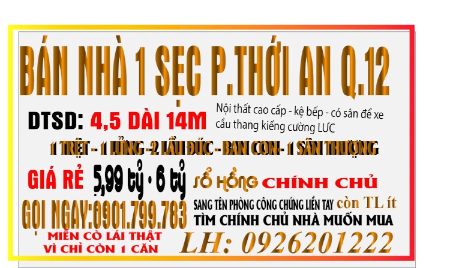 Bán nhà trệt 3 tấm ngang 4,8 dài 14m, SHCC, 6 tỷ còn thương lượng