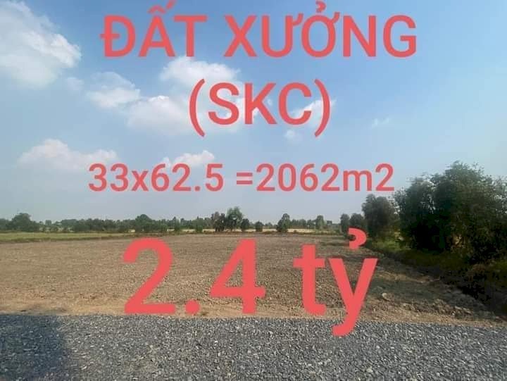 Bán đất xưởng xã Tân Phú-Đức Hòa, DT(33x62.5m), đường xe hơi 9m