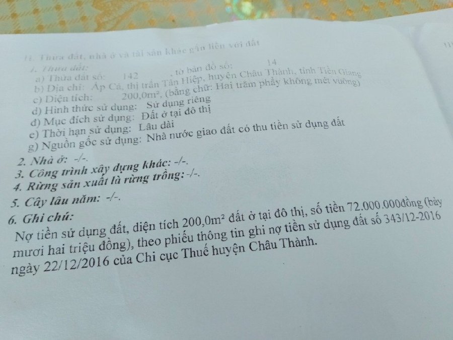 Kẹt tiền bán nhà thị trấn Tân Hiệp