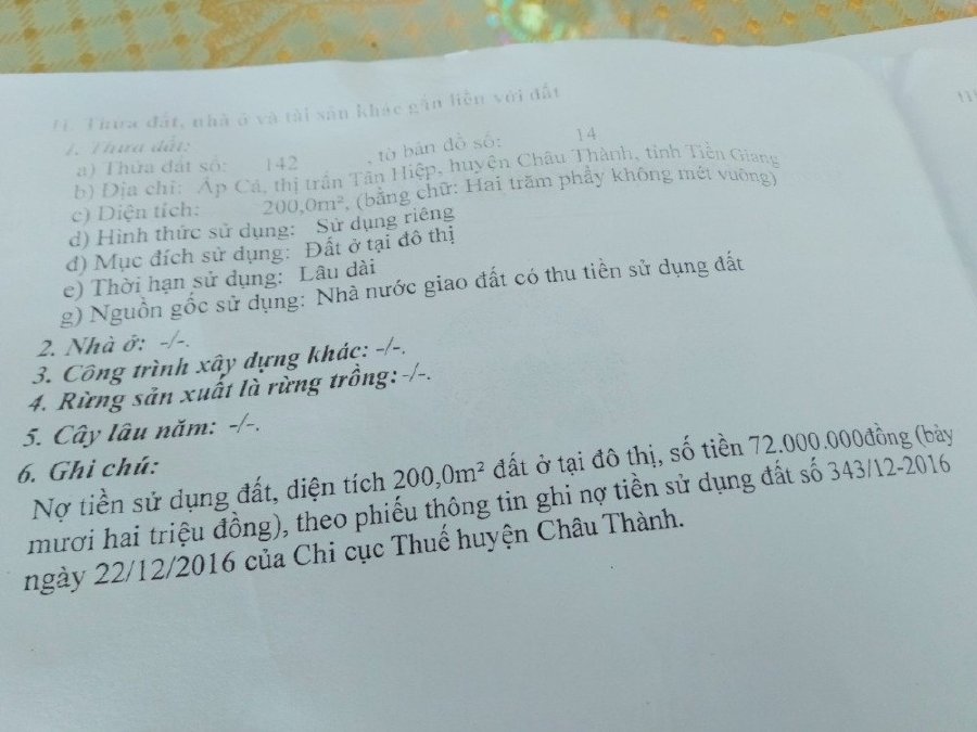 Bán nhà thị trấn Tân Hiệp huyện Châu Thành tỉnh Tiền Giang