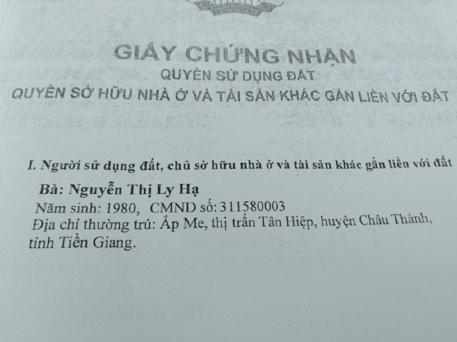 Bán nhà thị trấn Tân Hiệp huyện Châu Thành tỉnh Tiền Giang