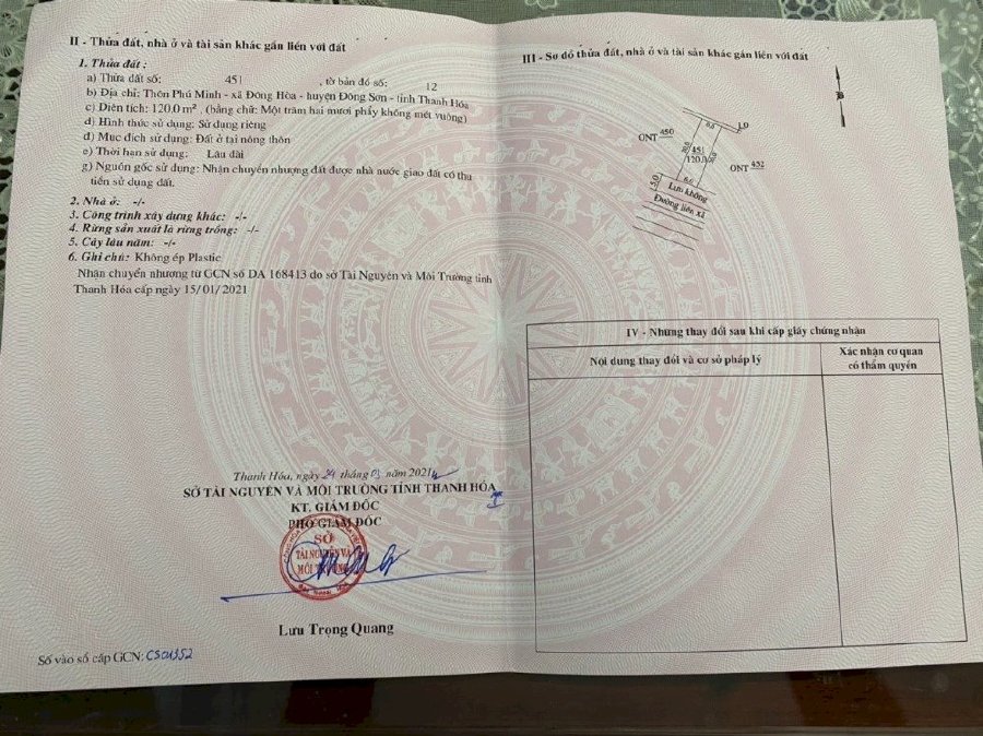 Bán gấp lô mặt tiền gần đường cao tốc Bắc - Nam đi qua Đông Hoà - Đông Sơn - Thanh Hoá