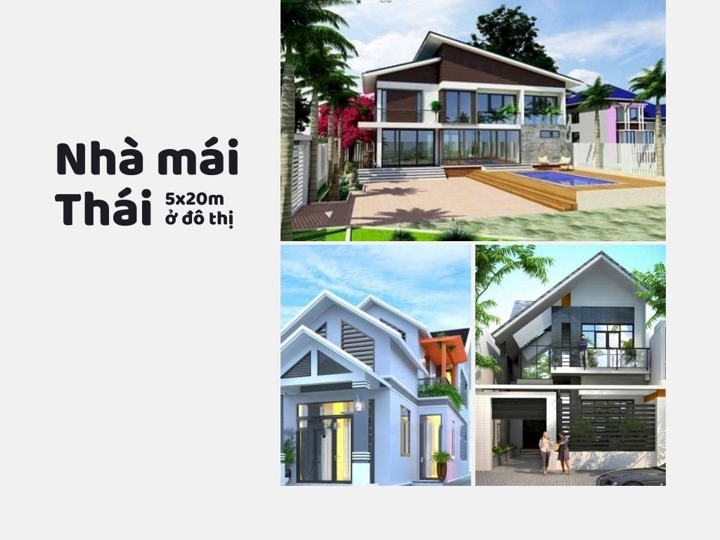 Mẫu nhà ống 2 tầng mái thái 5x20m ở đô thị TPHCM, Hà Nội